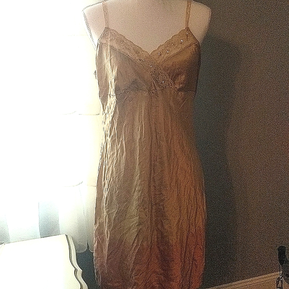 Valerie Stevens Gold Lace Trim Chemise